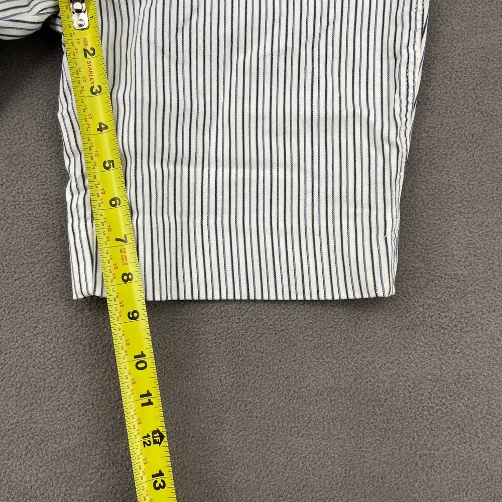 Hilary Radley Bermuda Shorts Womens Medium Blue White Pinstripe Stretch Mid Rise
